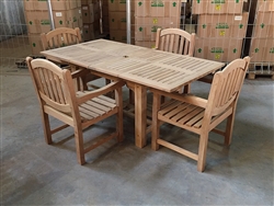 Eden Rectangle Double Extension Teak Table 120cm Regular To 180cm w/ Extension x 95cm Width Set w/ 4 Manchester Arm Chairs Eden Rectangle Double Extension Teak Table 120cm Regular To 180cm w/ Extension x 95cm Width Set w/ 4 Manchester Arm Chairs