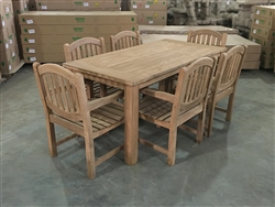Reclaimed 71" Teak Table SET #299 w/ (6) Manchester Rustic Arm Chairs Reclaimed 71" Teak Table SET #299 w/ (6) Manchester Rustic Arm Chairs