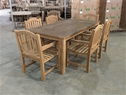 Reclaimed 79" Teak Table SET #502 w/ (6) Manchester Rustic Arm Chairs Reclaimed 79" Teak Table SET #502 w/ (6) Manchester Rustic Arm Chairs