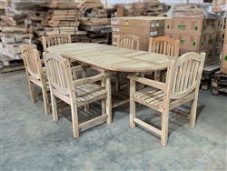 Eden Oval Double Extension Teak Table 180cm Regular To 240cm w/ Extension x 100cm Width Set w/ 6 Chelsea Arm Chairs Eden Oval Double Extension Teak Table 180cm Regular To 240cm w/ Extension x 100cm Width Set w/ 6 Chelsea Arm Chairs