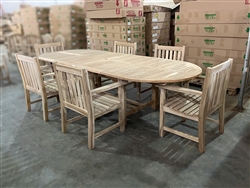 Eden Oval Double Extension Teak Table 200cm Regular To 300cm w/ Extension x 120cm Width Set w/ 6 Nottingham Arm Chairs Eden Oval Double Extension Teak Table 200cm Regular To 300cm w/ Extension x 120cm Width Set w/ 6 Nottingham Arm Chairs
