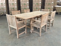 Eden Rectangle Double Extension Teak Table 180cm Regular To 240cm w/ Extension x 100cm Width Set w/ 6 Blackburn Arm Chairs Eden Rectangle Double Extension Teak Table 180cm Regular To 240cm w/ Extension x 100cm Width Set w/ 6 Blackburn Arm Chairs