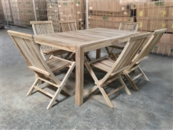 Brenda Teak Rectangle Table 160x90cm Set w/ 6 Shelia Premium Folding Chairs Brenda Teak Rectangle Table 160x90cm Set w/ 6 Shelia Premium Folding Chairs