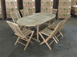 Demeling Oval Teak Table Set w/ 6 Shelia Premium Folding Chairs (120cm x 90cm - Extends to 170cm) Demeling Oval Teak Table Set w/ 6 Shelia Premium Folding Chairs (120cm x 90cm - Extends to 170cm)