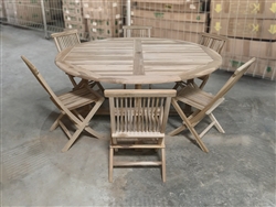 180cm/71" Elma Teak Round Table Set w/ 6 Shelia Premium Folding Chairs 180cm/71" Elma Teak Round Table Set w/ 6 Shelia Premium Folding Chairs