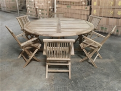 180cm/71" Elma Teak Round Table Set w/ 6 Shelia Premium Folding Arm Chairs 180cm/71" Elma Teak Round Table Set w/ 6 Shelia Premium Folding Arm Chairs