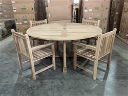 180cm/71" Elma Teak Round Table Set w/ 4 Sari Arm Chairs 180cm/71" Elma Teak Round Table Set w/ 4 Sari Arm Chairs