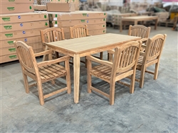 Fayette Teak Rectangle Table 180x90cm SET w/ 6 Manchester Arm Chairs Fayette Teak Rectangle Table 180x90cm SET w/ 6 Manchester Arm Chairs