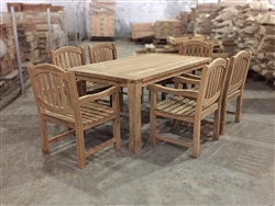 Jambi Teak Rectangle Table 180x100cm SET w/ 6 Manchester Arm Chairs Jambi Teak Rectangle Table 180x100cm SET w/ 6 Manchester Arm Chairs