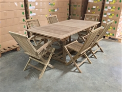 Monica Rectangle Extension Teak Table Set w/ (4) Shelia Premium Folding + (2) Shelia Premium Folding Arm Chairs (180cm x 100cm - Extends to 250cm) Monica Rectangle Extension Teak Table Set w/ (4) Shelia Premium Folding + (2) Shelia Premium Folding Arm Chairs (180cm x 100cm - Extends to 250cm)