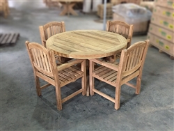 Georgia Teak Round Table 130cm/51" SET w/ 4 Manchester Arm Chairs Rustic Georgia Teak Round Table 130cm/51" SET w/ 4 Manchester Arm Chairs Rustic