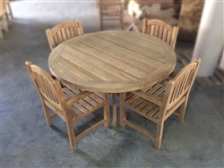 Georgia Teak Round Table 150cm/59" SET w/ 4 Manchester Arm Chairs Rustic Georgia Teak Round Table 150cm/59" SET w/ 4 Manchester Arm Chairs Rustic
