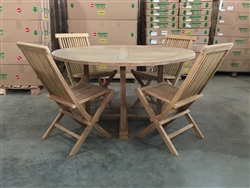 140cm/55" Andien Teak Round Table SET w/ 4 Shelia Premium Folding Chairs 140cm/55" Andien Teak Round Table SET w/ 4 Shelia Premium Folding Chairs