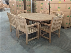 Mantingan Oval Teak Table Set w/ 6 Sumbawa Arm Chairs (180cm x 120cm - Extends to 240cm) Mantingan Oval Teak Table Set w/ 6 Sumbawa Arm Chairs (180cm x 120cm - Extends to 240cm)