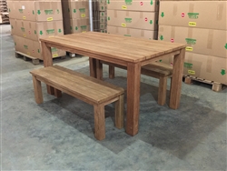 Lexington Teak Rectangle Table 165x90cm Set w/ (2) Beaumont Teak Backless Bench Lexington Teak Rectangle Table 165x90cm Set w/ (2) Beaumont Teak Backless Bench