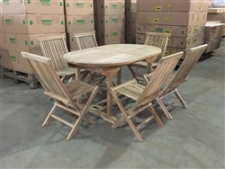 Suwawal Oval Extension Teak Table Set w/ 6 Shelia Premium Folding Chairs (150cm x 90cm - Extends to 200cm) Suwawal Oval Extension Teak Table Set w/ 6 Shelia Premium Folding Chairs (150cm x 90cm - Extends to 200cm)