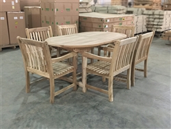 Suwawal Oval Extension Teak Table Set w/ 6 Boma Arm Chairs (180cm x 100cm - Extends to 240cm) Suwawal Oval Extension Teak Table Set w/ 6 Boma Arm Chairs (180cm x 100cm - Extends to 240cm)