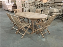 Suwawal Oval Extension Teak Table Set w/ 6 Shelia Premium Folding Chairs (180cm x 100cm - Extends to 240cm) Suwawal Oval Extension Teak Table Set w/ 6 Shelia Premium Folding Chairs (180cm x 100cm - Extends to 240cm)