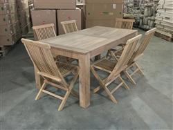 Wales Rectangle Teak Table 180 x 95cm Set w/ 6 Shelia Premium Folding Chairs Wales Rectangle Teak Table 180 x 95cm Set w/ 6 Shelia Premium Folding Chairs
