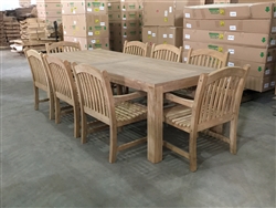 Wales Teak Rectangle Table 260x100cm SET w/ 8 Sumbawa Arm Chairs Wales Teak Rectangle Table 260x100cm SET w/ 8 Sumbawa Arm Chairs