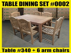Reclaimed 63" Teak Table SET #0002 w/ 6 Manchester Arm Chairs Reclaimed 63" Teak Table SET #0002 w/ 6 Manchester Arm Chairs