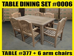 Reclaimed 63" Teak Table SET #0006 w/ 6 Manchester Arm Chairs Reclaimed 63" Teak Table SET #0006 w/ 6 Manchester Arm Chairs