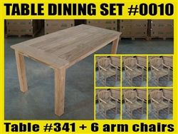 Reclaimed 71" Teak Table SET #0010 w/ 6 Manchester Arm Chairs Reclaimed 71" Teak Table SET #0010 w/ 6 Manchester Arm Chairs