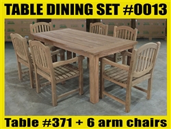 Reclaimed 71" Teak Table SET #0013 w/ 6 Manchester Arm Chairs Reclaimed 71" Teak Table SET #0013 w/ 6 Manchester Arm Chairs