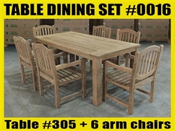 Reclaimed 79" Teak Table SET #0016 w/ 6 Manchester Arm Chairs Reclaimed 79" Teak Table SET #0016 w/ 6 Manchester Arm Chairs