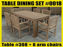 Reclaimed 79" Teak Table SET #0018 w/ 6 Manchester Arm Chairs Reclaimed 79" Teak Table SET #0018 w/ 6 Manchester Arm Chairs