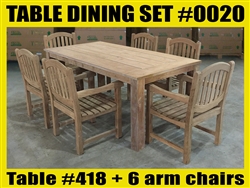 Reclaimed 79" Teak Table SET #0020 w/ 6 Manchester Arm Chairs Reclaimed 79" Teak Table SET #0020 w/ 6 Manchester Arm Chairs