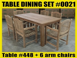 Reclaimed 79" Teak Table SET #0021 w/ 6 Manchester Arm Chairs Reclaimed 79" Teak Table SET #0021 w/ 6 Manchester Arm Chairs