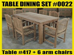 Reclaimed 79" Teak Table SET #0022 w/ 6 Manchester Arm Chairs Reclaimed 79" Teak Table SET #0022 w/ 6 Manchester Arm Chairs