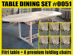 Fitri Oval Extension Teak Table 160cm x 90cm - Extendable To 210cm SET #0051 w/ 6 Shelia Premium Folding Chairs Fitri Oval Extension Teak Table 160cm x 90cm - Extendable To 210cm SET #0051 w/ 6 Shelia Premium Folding Chairs