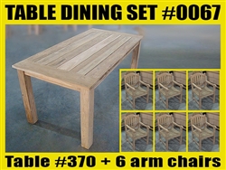 Reclaimed 71" Teak Table SET #0067 w/ 6 Manchester Arm Chairs Reclaimed 71" Teak Table SET #0067 w/ 6 Manchester Arm Chairs