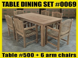 Reclaimed 79" Teak Table SET #0069 w/ 6 Manchester Arm Chairs Reclaimed 79" Teak Table SET #0069 w/ 6 Manchester Arm Chairs