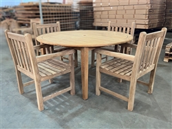 150cm/59" Forbes Teak Round Table SET w/ 4 Oldham Arm Chairs 150cm/59" Forbes Teak Round Table SET w/ 4 Oldham Arm Chairs