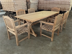 Hamburg 87" Teak Table SET w/ 6 Manchester Rustic Arm Chairs Hamburg 87" Teak Table SET w/ 6 Manchester Rustic Arm Chairs