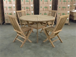 120cm/47" Komodo Teak Round Table SET w/ 4 Shelia Premium Folding Chairs 120cm/47" Komodo Teak Round Table SET w/ 4 Shelia Premium Folding Chairs