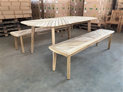 Artane Oval Teak Table 190 x 93cm SET w/ 2 Vernon Backless Benches Artane Oval Teak Table 190 x 93cm SET w/ 2 Vernon Backless Benches