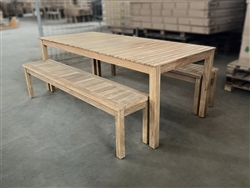 Newton Rectangle Teak Table 210 x 90cm SET w/ 2 York Backless Benches Newton Rectangle Teak Table 210 x 90cm SET w/ 2 York Backless Benches