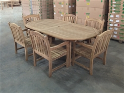 Kalimantan Oval Double Extension Teak Table 220cm Regular To 300cm w/ Extension x 120cm Width Set w/ 6 St. Croix Arm Chairs Kalimantan Oval Double Extension Teak Table 220cm Regular To 300cm w/ Extension x 120cm Width Set w/ 6 St. Croix Arm Chairs