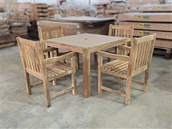 100cm/39" Rinjani Teak Square Table set w/ 4 Blackburn Arm Chairs 100cm/39" Rinjani Teak Square Table set w/ 4 Blackburn Arm Chairs