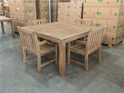 150cm/59" Rinjani Teak Square Table set w/ 4 Solo Arm Chairs 150cm/59" Rinjani Teak Square Table set w/ 4 Solo Arm Chairs
